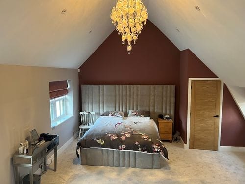 Customer photo review of Mary Wide Headboard Panelled Stripe Bed