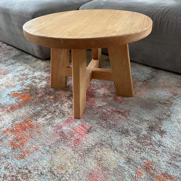 Customer photo review of Amber Round Farmhouse Coffee Table - Solid Pine Wood