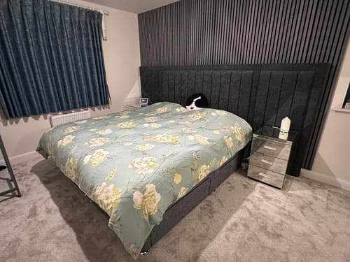 Customer photo review of Harold Wide Headboard Panelled Stripe Storage Drawer Divan Bed