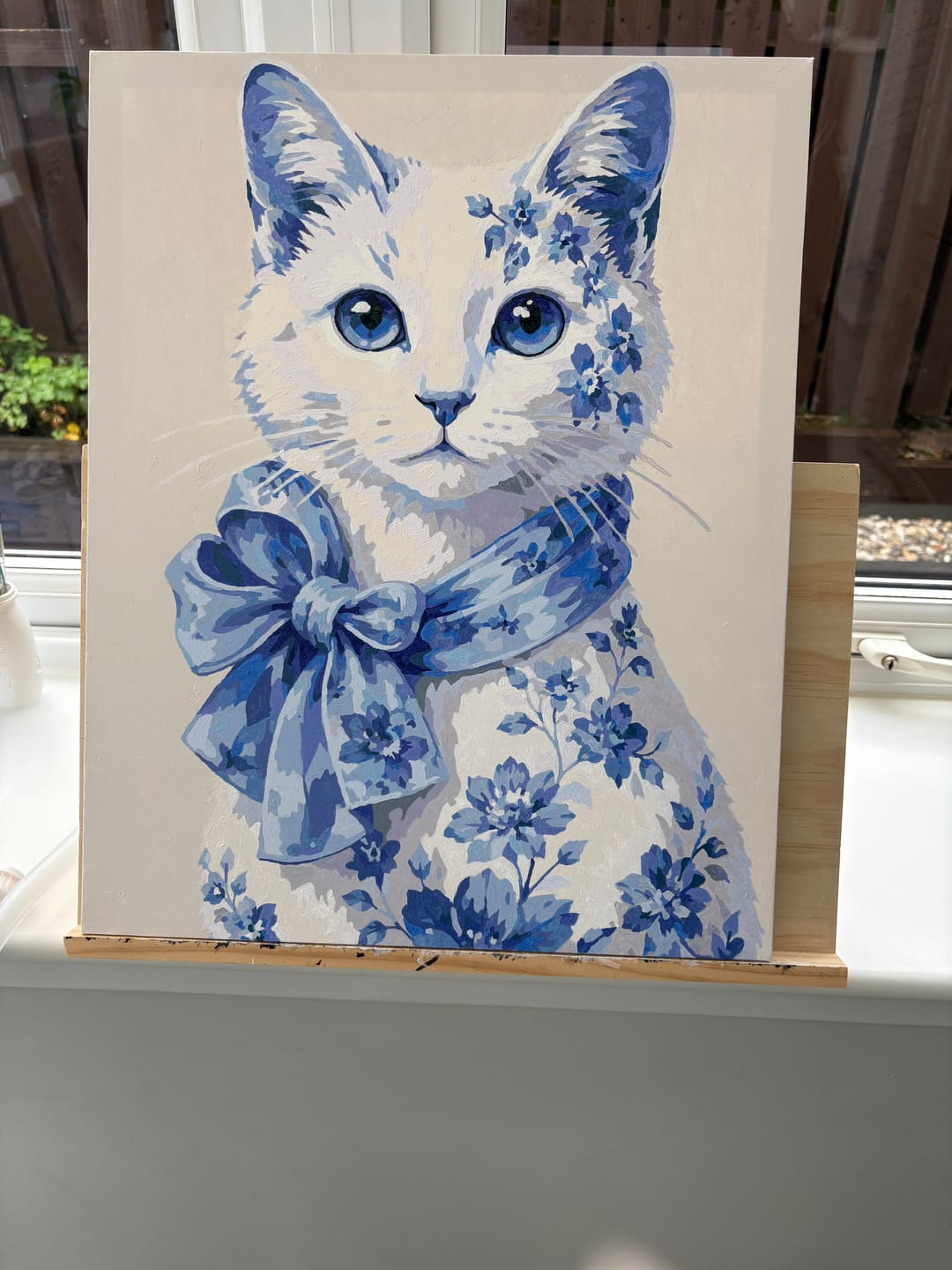Customer photo review of Delft Blue Kitten | Paint by Number