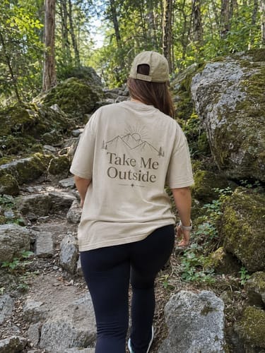 Customer photo review of Take Me Outside Minimalist Mountain Washed Print Tee