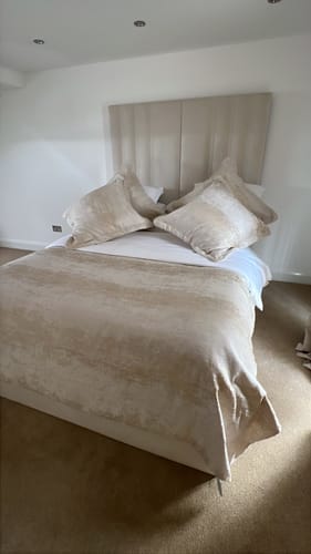 Customer photo review of Medburn Wide Headboard Panel Stripe Bed