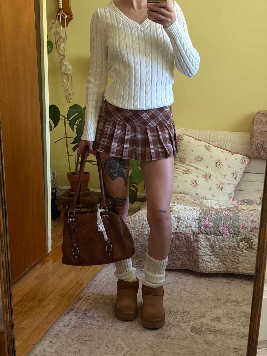 Customer photo review of Love Letter Cable Knit V Neck Sweater (White)