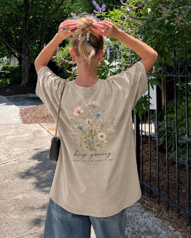 Customer photo review of Keep Growing Floral Washed Print Tee