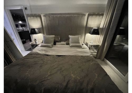 Customer photo review of Harold Wide Headboard Panelled Stripe Bed