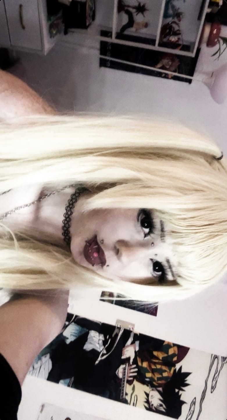Customer photo review of Halloween black block Prescription Colored Contact Lenses