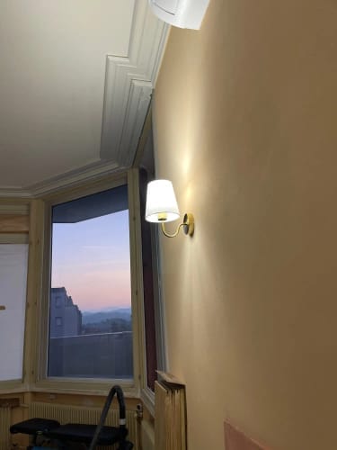 Customer photo review of Vintage Curved Arm Metal Wall Sconce with Fabric Conical Shade