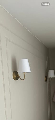 Customer photo review of Vintage Curved Arm Metal Wall Sconce with Fabric Conical Shade