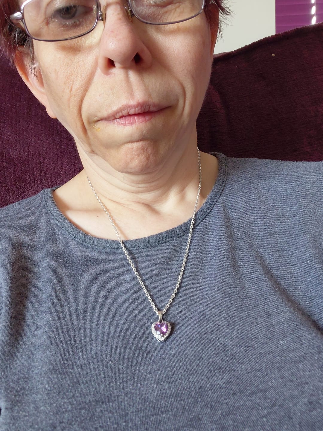 Customer photo review of Women's Natural Amethyst Teardrop Pendant Necklace