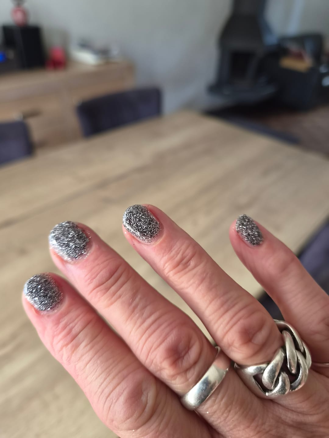 Customer photo review of Crystal Silver Dipping Powder