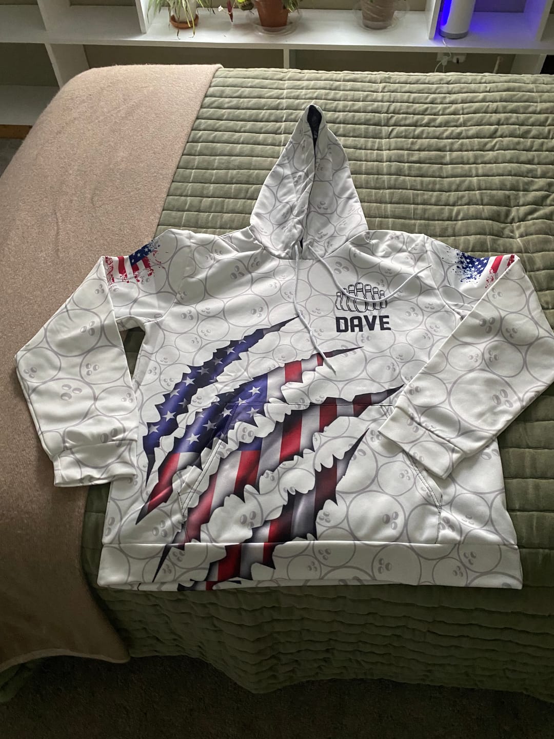 Customer photo review of Custom Patriotic Bowling T Shirts For Men And Women, American Flag Usa Bowling League Shirts IPHW5523