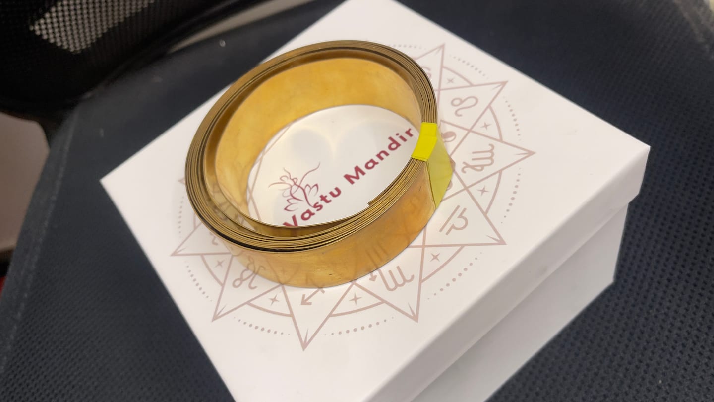 Customer photo review of Pure Brass Metal Strip – Vastu Remedy for South-West Cut & Earth Element Stability | Ideal for Floors, Walls & Structural Defects | 1 mm Thickness | 8-100 Ft Lengths
