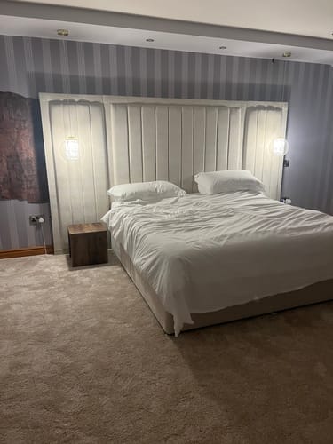 Customer photo review of Harold Wide Headboard Panelled Stripe Bed
