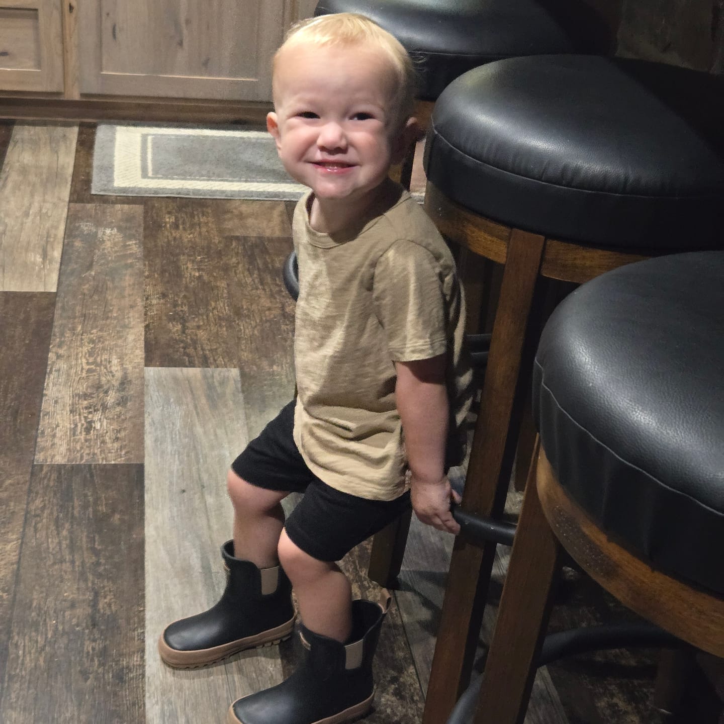 Customer photo review of Classic Midi Rain Boot in Black / Taupe
