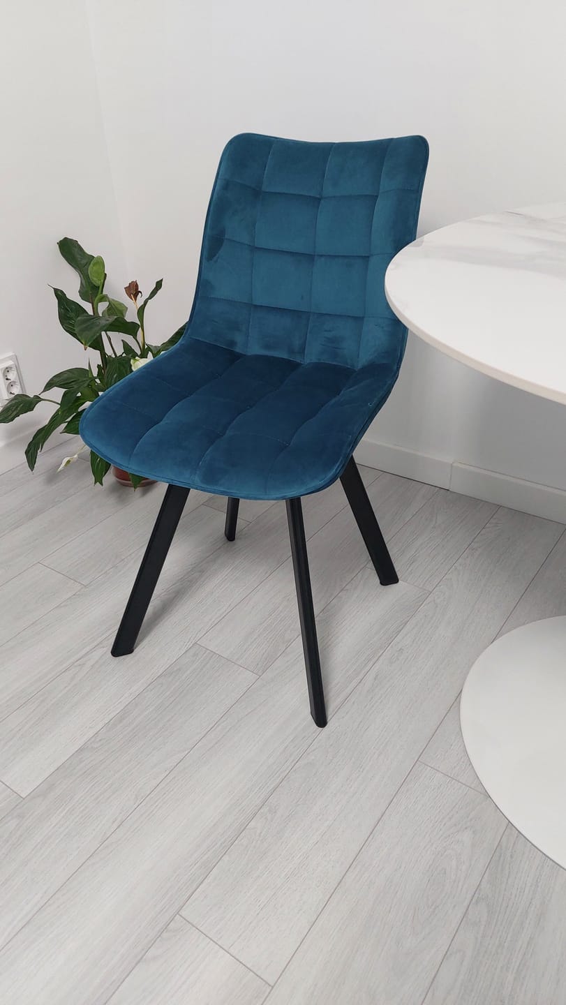 Customer photo review of Scaun tapitat stofa K332, turcoaz/negru, 46x61x84 cm
