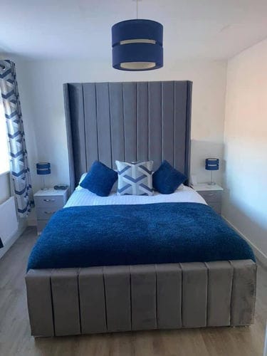 Customer photo review of Piper Stripe Panel Lined Bed