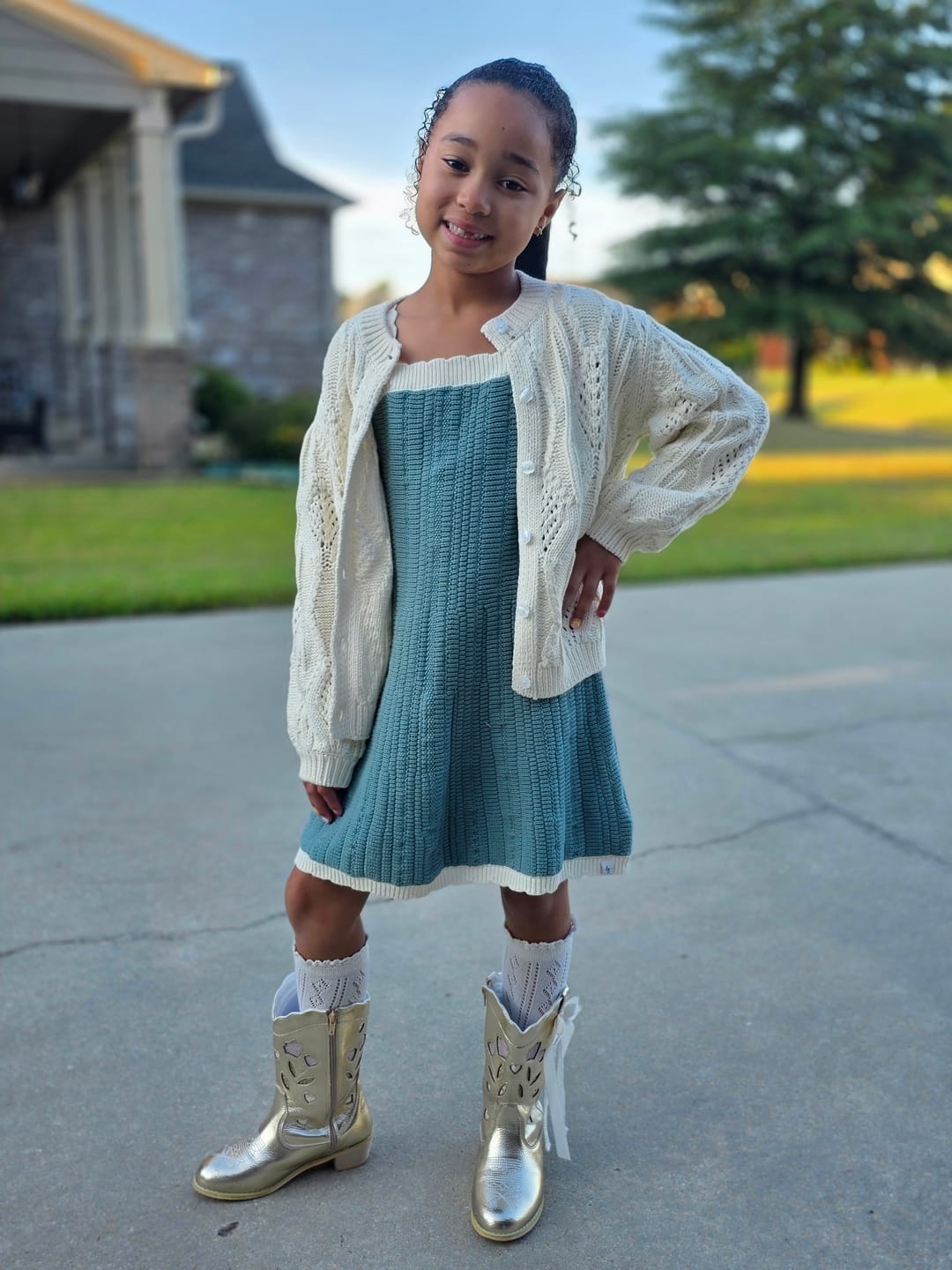 Customer photo review of Morning Fog Knit Dress