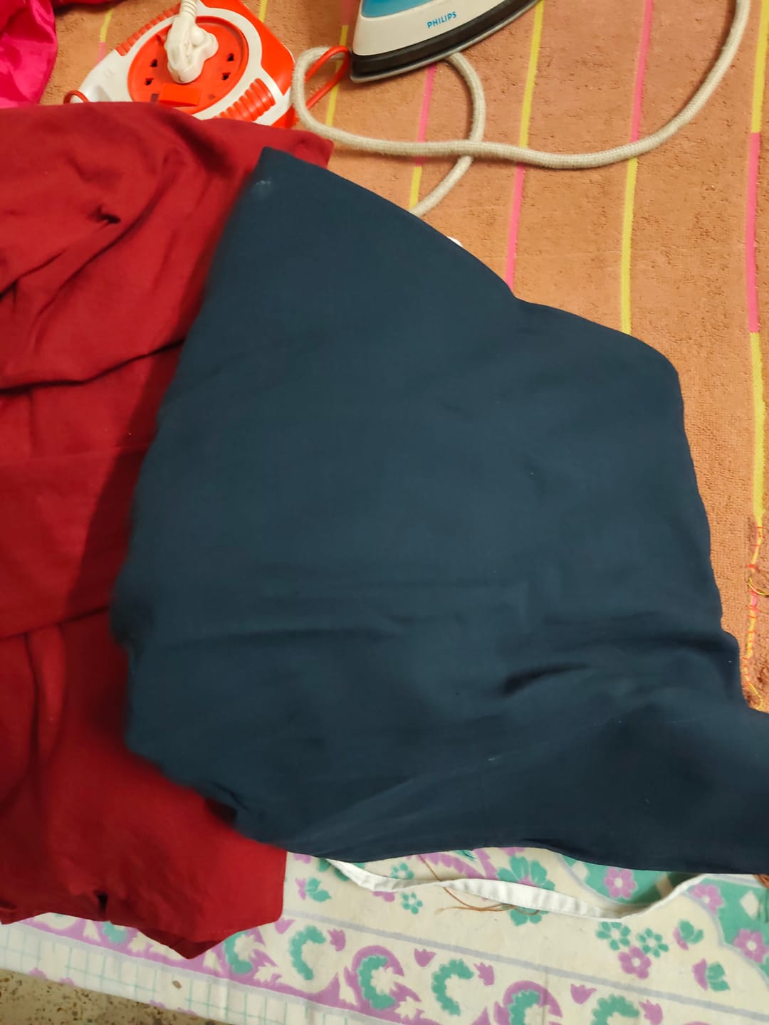 Customer photo review of Men Navy Blue Flowy Linen Long Kurta