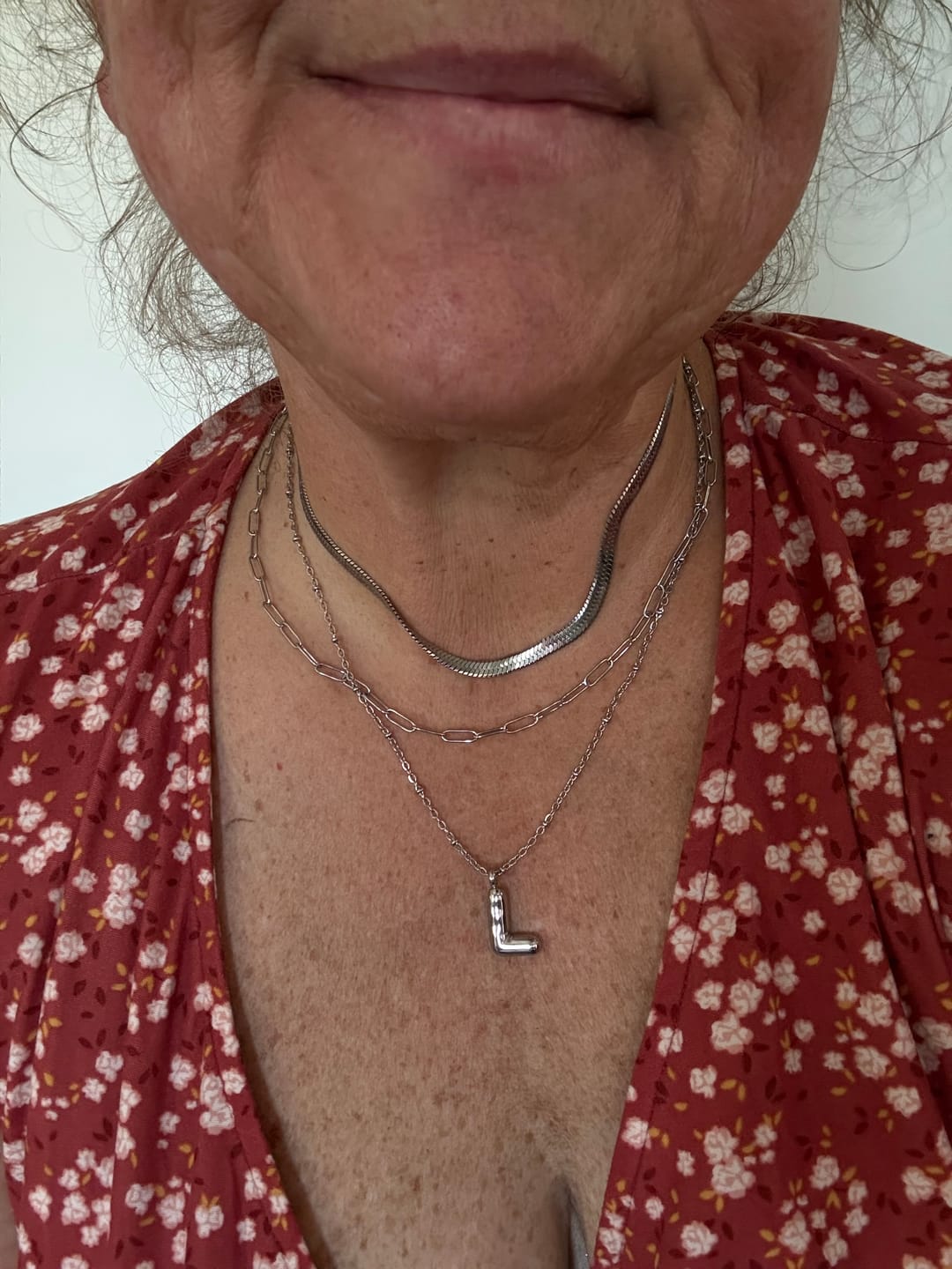 Customer photo review of Bubble Letter Initial Necklace (Bundle)