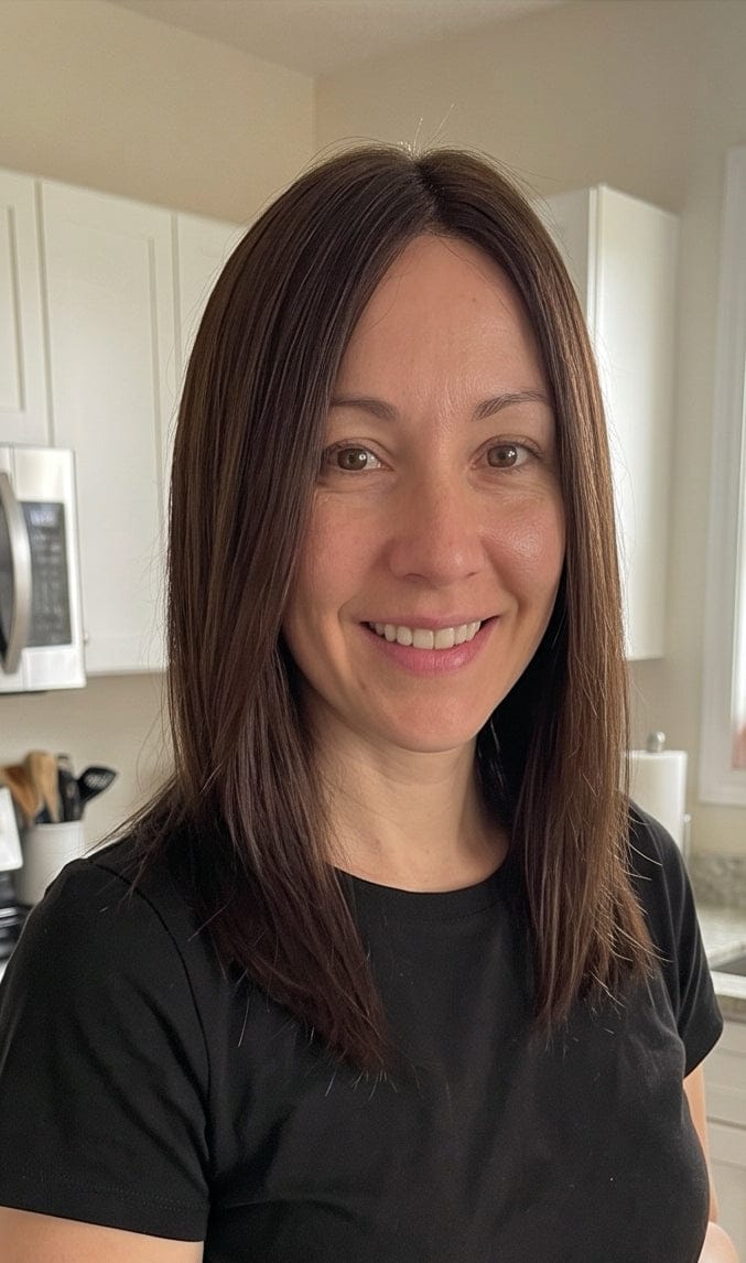 Customer photo review of Hair Topper Silk Base 5.5*6 inches #4 Medium Brown