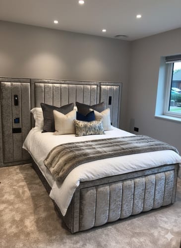 Customer photo review of Harold Wide Headboard Panelled Stripe Bed