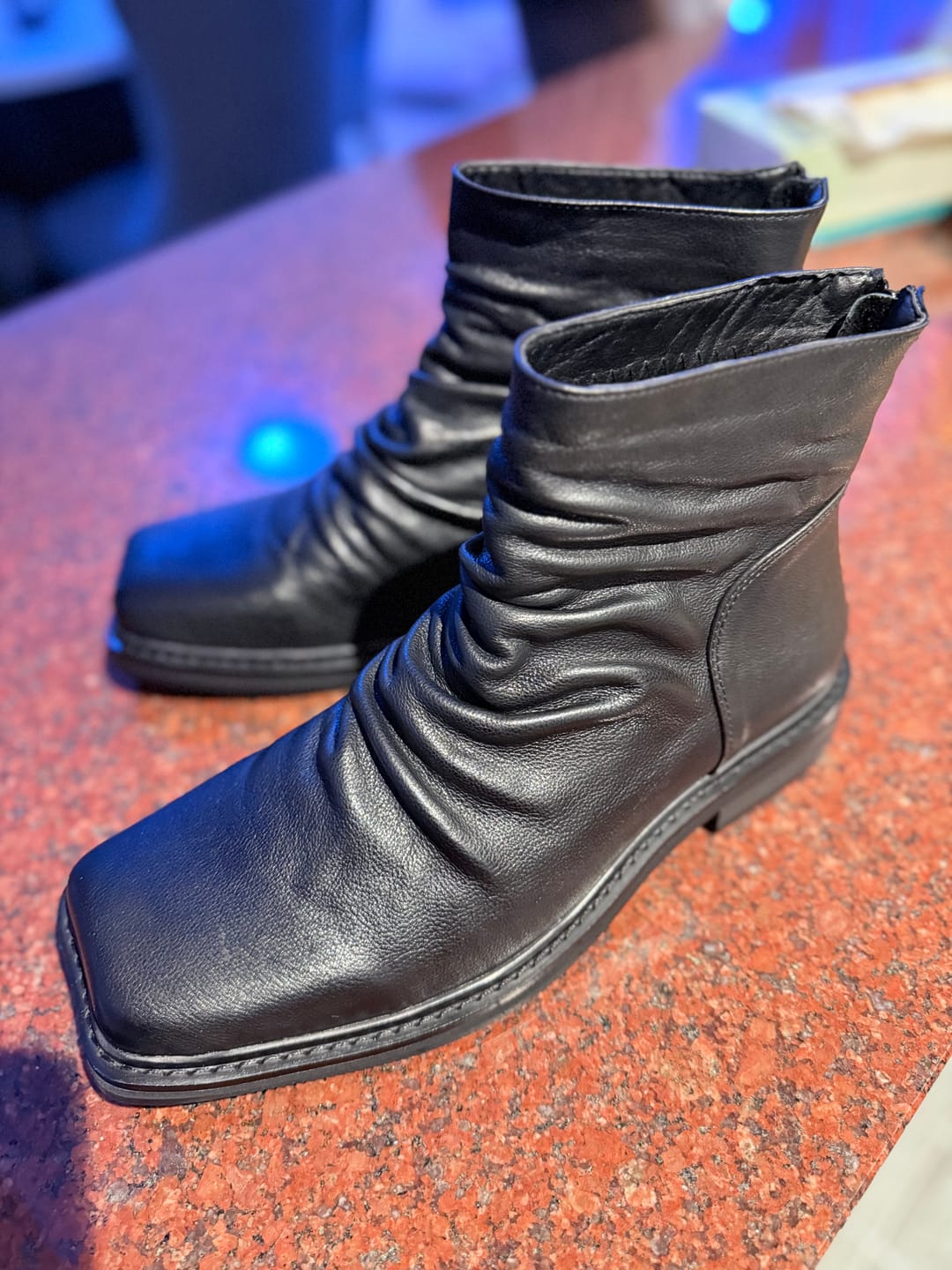Customer photo review of Draped Leather Boot