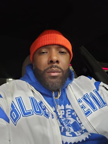 Customer photo review of Custom White Royal Bomber Jacket Full-Zip Shoulder Color Block Varsity Jacket