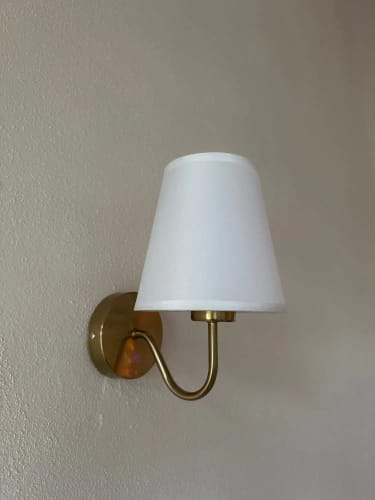 Customer photo review of Vintage Curved Arm Metal Wall Sconce with Fabric Conical Shade