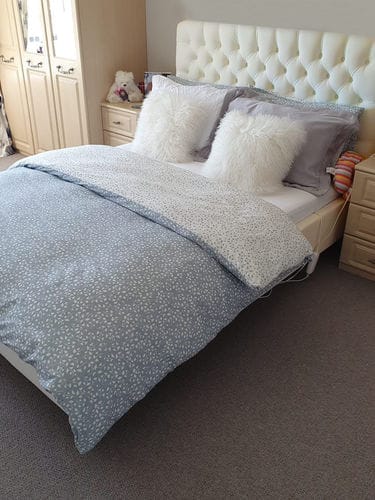 Customer photo review of Alyssa Chesterfield Fabric Upholstered Bed