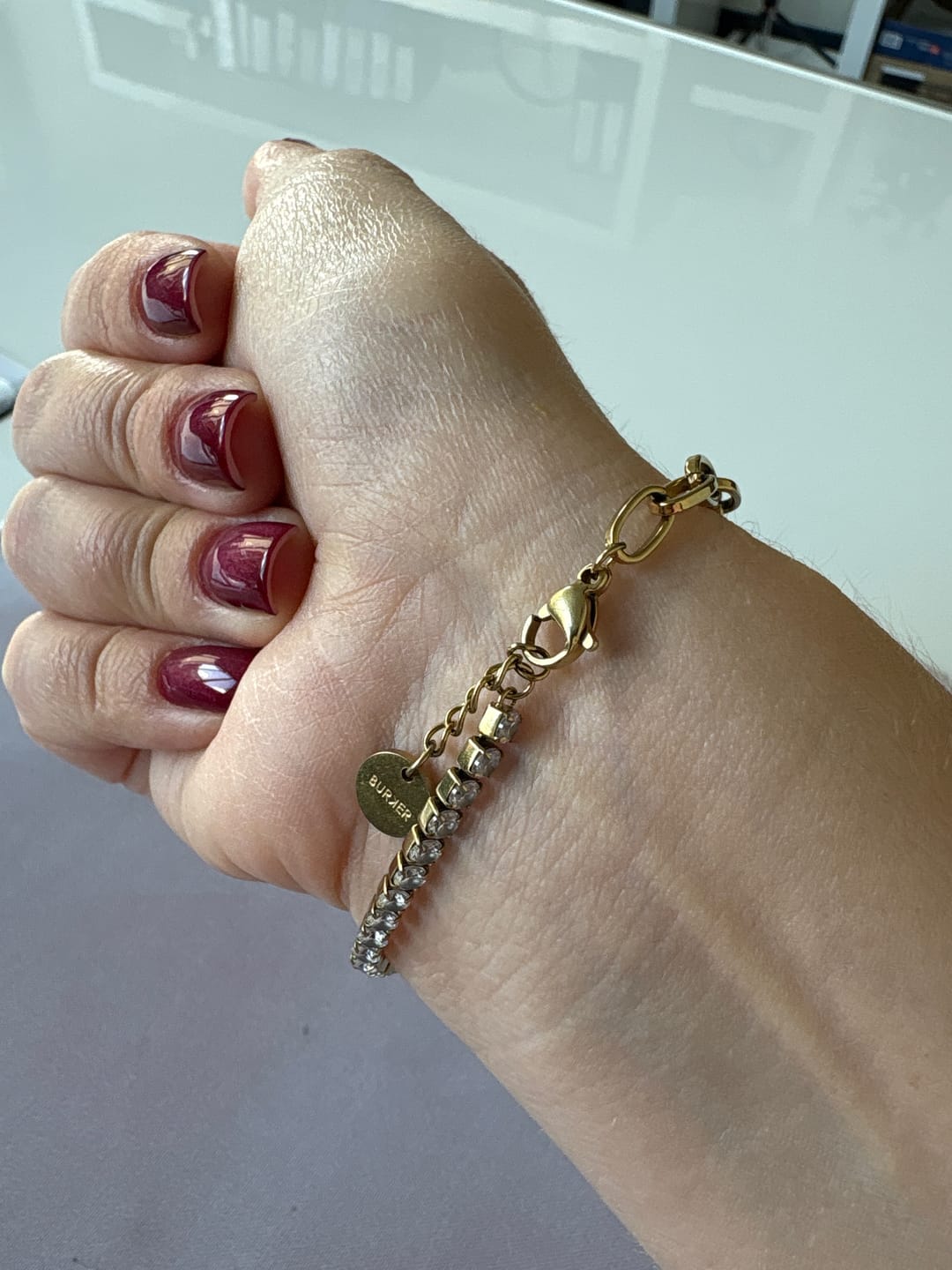 Customer photo review of Jade Gold Bracelet