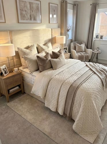 Customer photo review of Leland Wide Headboard Upholstered Line Panel Bed