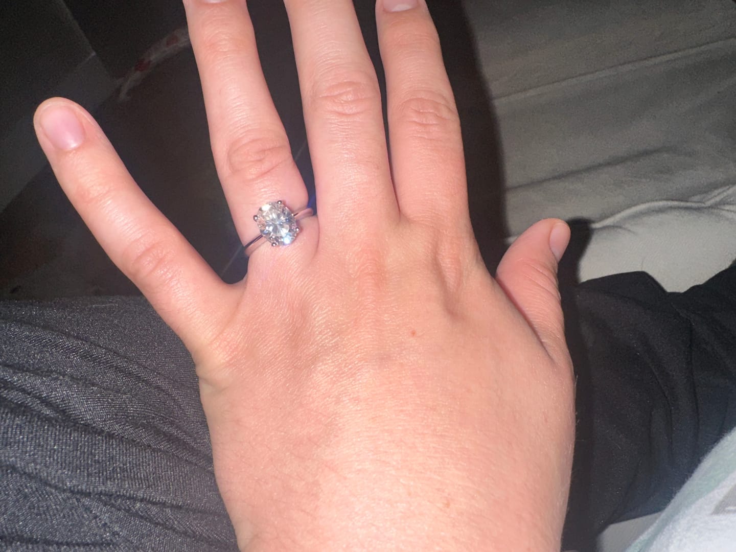 Customer photo review of Classic Solitaire Oval Moissanite Four Prong Polish Engagement Ring
