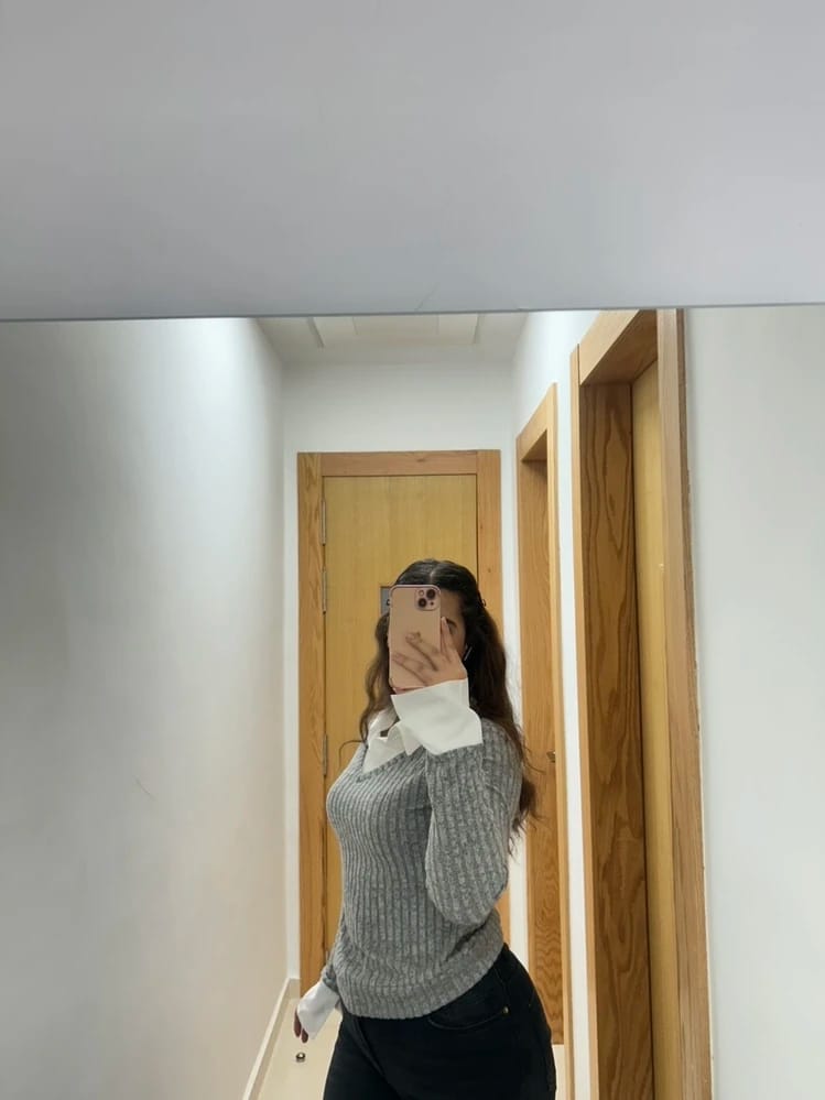 Customer photo review of Ninonine "Inès" | Rib-Knit Faux-Layered Shirt Top