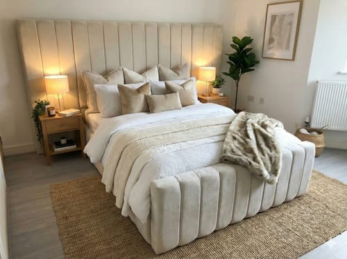 Customer photo review of Harper Wide Headboard Panelled Stripe Bed