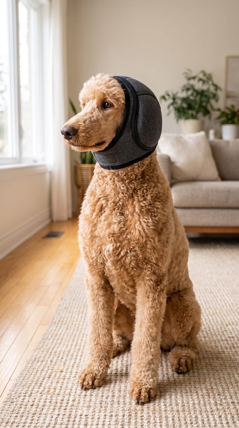 Customer photo review of Orejeras Calmantes para perros
