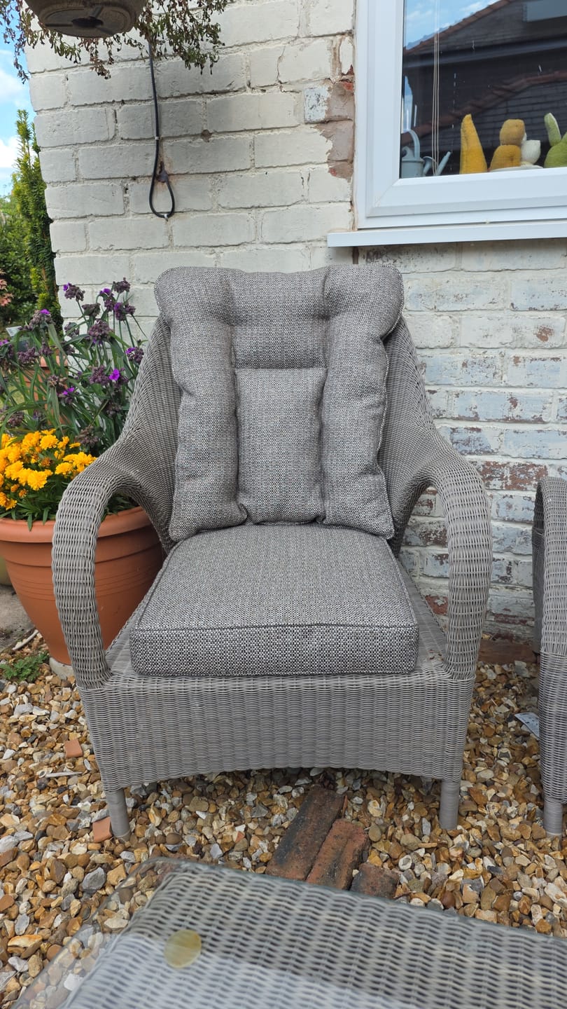 Customer photo review of Basket Weave Outdoor Upholstery Fabric