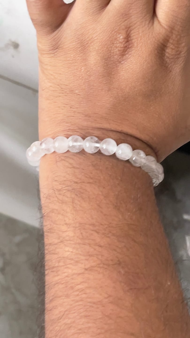 Customer photo review of Natural Clear Quartz Crystal Bracelet | Vastu Remedy for Meditation & Focus | 8 mm Beads