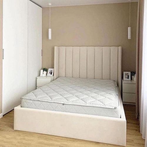 Customer photo review of Luna Low Footend Stripe Panel Lined Winged Bed
