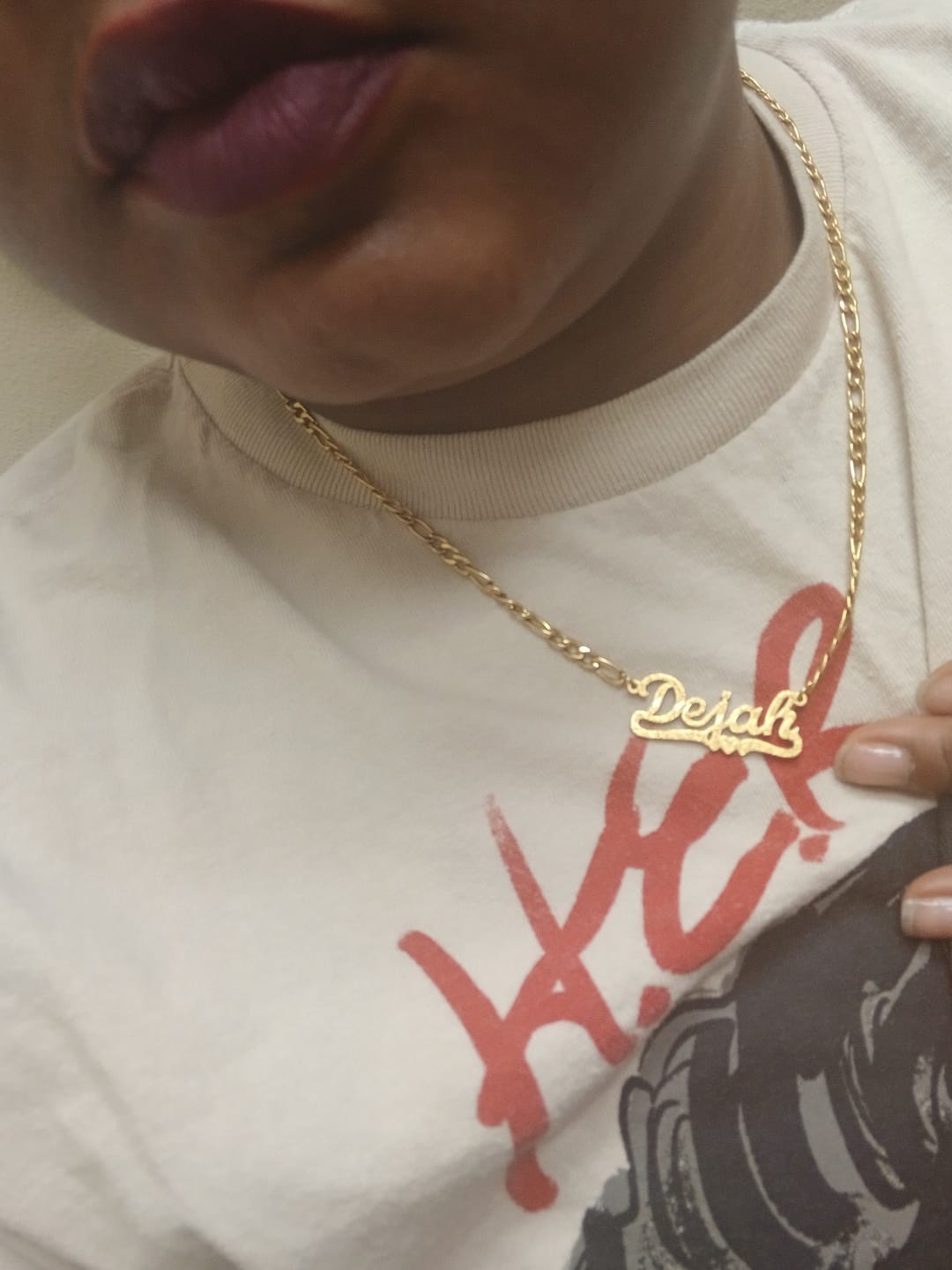 Customer photo review of Diamond Cut Heart Name Necklace
