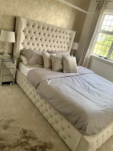 Customer photo review of Kinsley Curve Winged Designer Bed