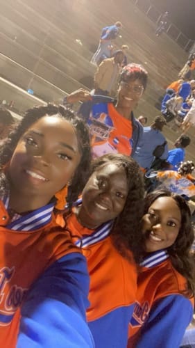 Customer photo review of Custom Orange Royal-Orange Letterman Jacket with Contrast Sleeves Varsity Full-Snap
