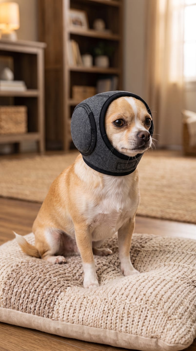 Customer photo review of Orejeras Calmantes para perros