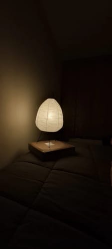 Customer photo review of Japanese Paper Lantern Floor Lamp | Stand Light for Home