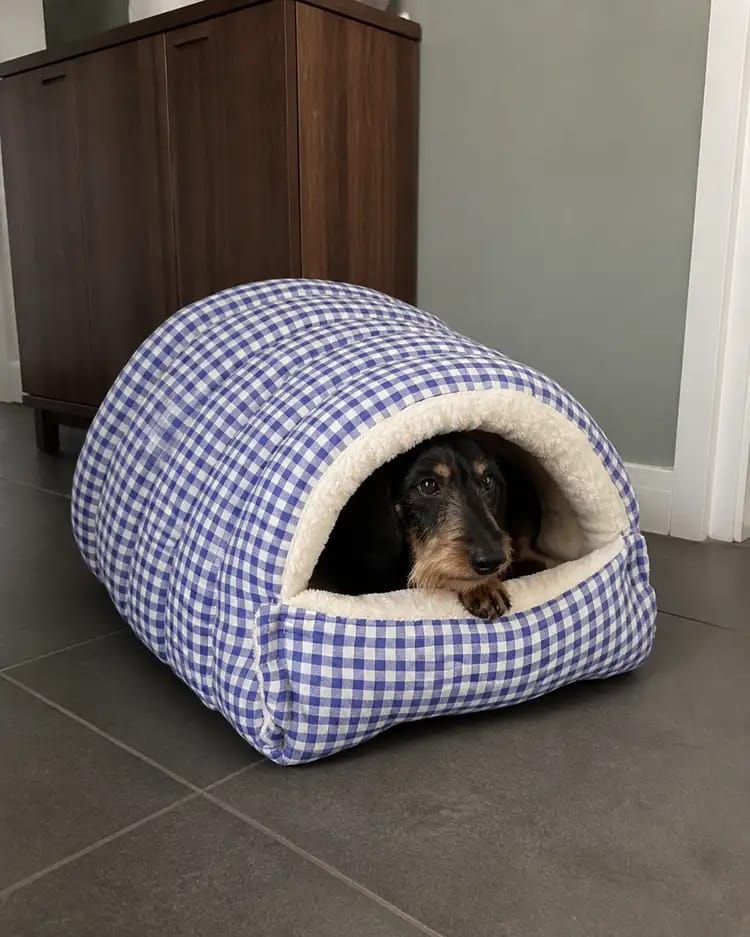 Customer photo review of Cozy Cave Pet Bed for Security & Warmth