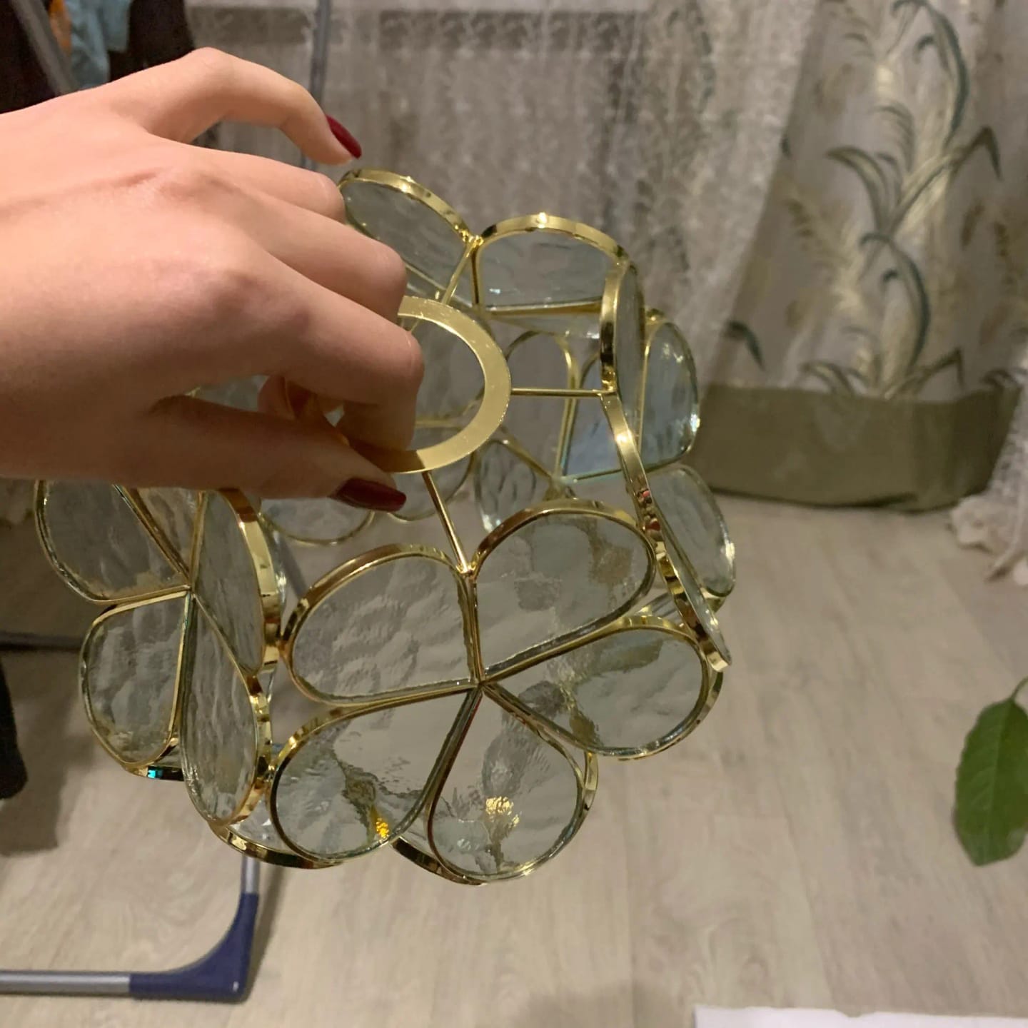 Customer photo review of Glass Petal Pendant Light, Handblown Shade, Brass Fitting, E26/E27