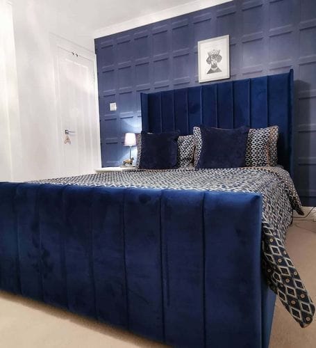 Customer photo review of Piper Stripe Panel Lined Bed