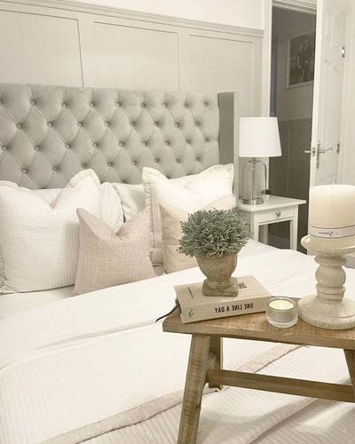 Customer photo review of Sutton Chesterfield Upholstered Wingback Bed