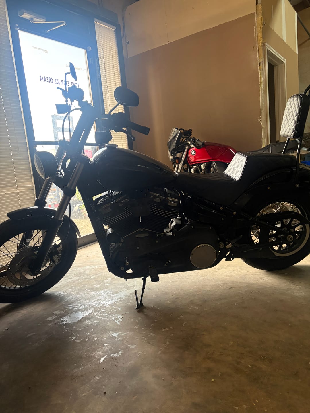 Customer photo review of Viking Iron Born Diamond Stitch Leather Tall Motorcycle Sissy Bar Pad for Harley Davidson