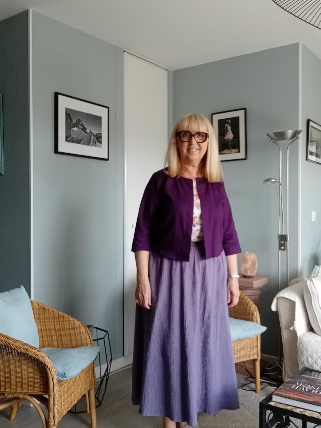 Customer photo review of Jupe Tao — Double gaze de coton parme