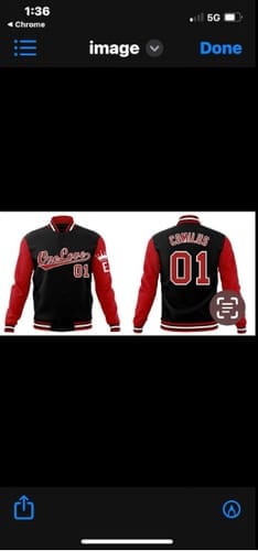 Customer photo review of Custom Royal Gold White Varsity Jacket Full-Snap Breathable Comfort Design